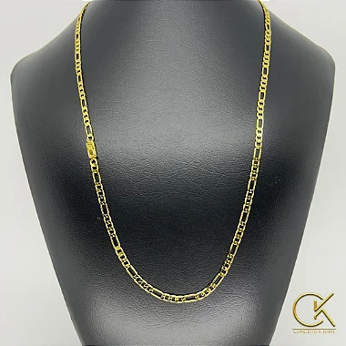 Corrente 3 por 1 Banhada a Ouro 18k 4,5mm  - 60 ou 70cm  - Fecho Gaveta; conceitokjoias.com.br